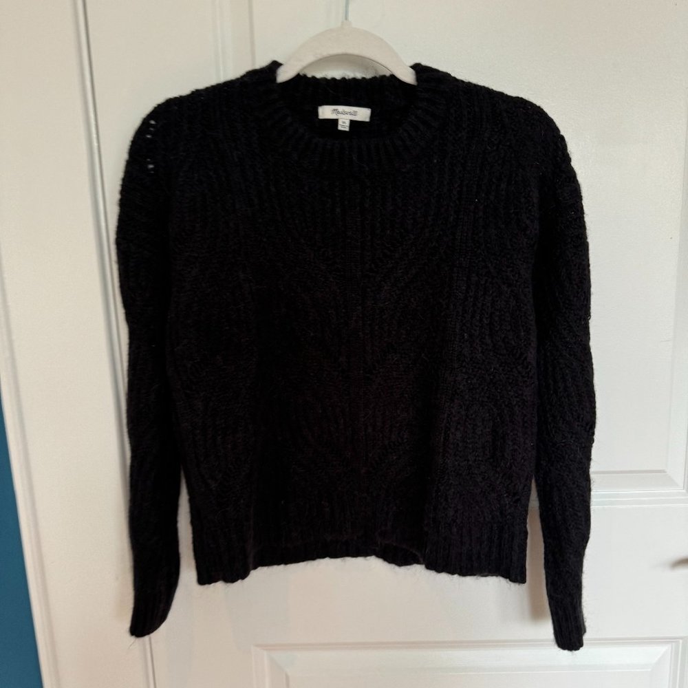 Madewell XS Black Open Cableknit Sweater